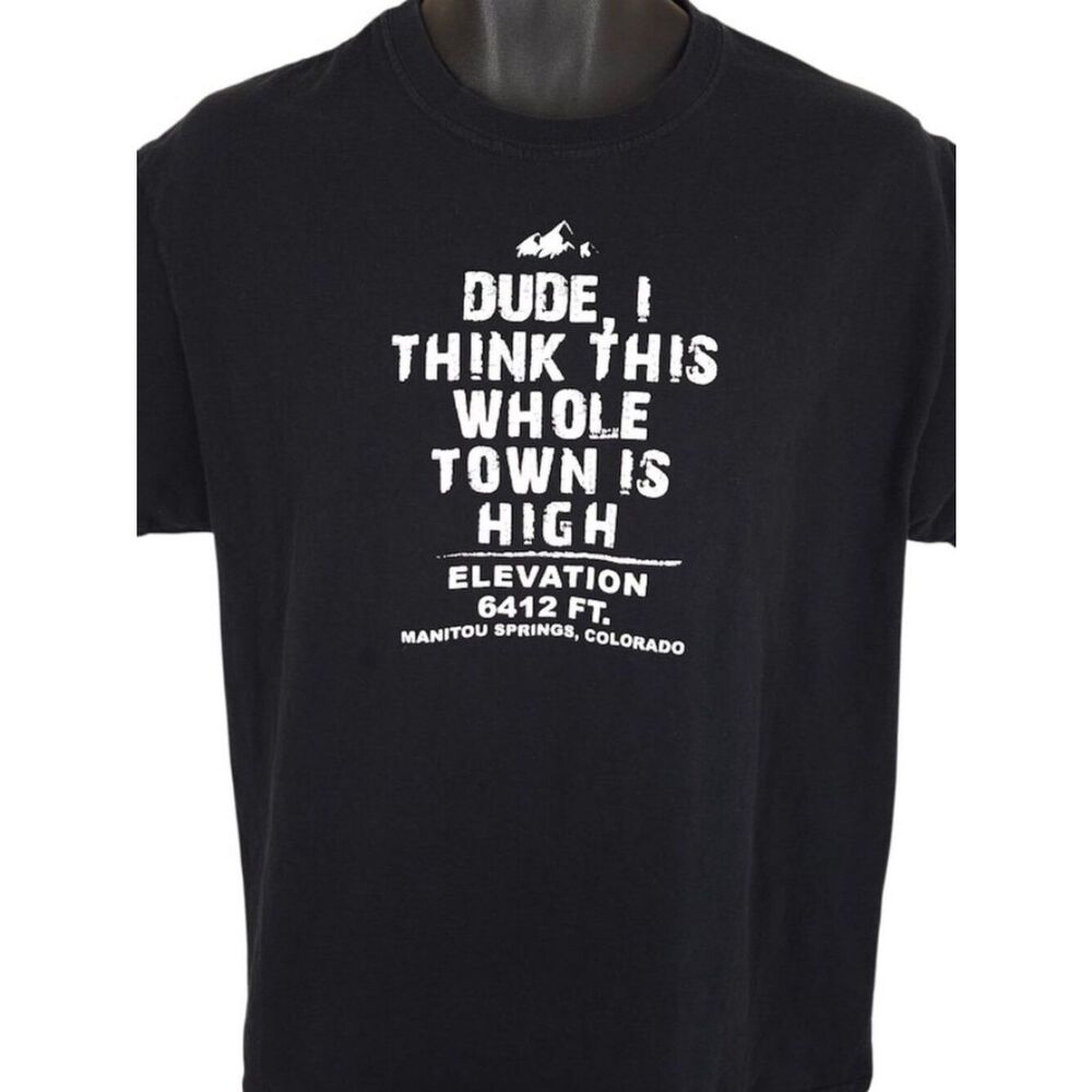 Manitou Springs T Shirt Mens Size Large Black Colorado Town Is High